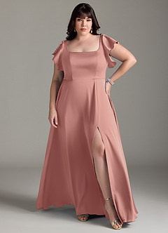 Azazie Bondi Bridesmaid Dresses Rosette A-Line Bow Stretch Satin Dress image7