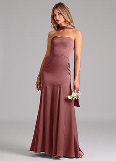 Azazie Shiloh Robes de demoiselle d'honneur Robe Sirène Convertible en Satin extensible Sans bretelle Améthyste image6