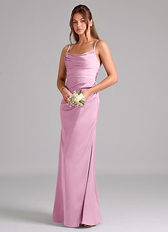 Azazie Lucille Bridesmaid Dresses Candy Pink Mermaid Strapless Stretch Satin Convertible Dress image3