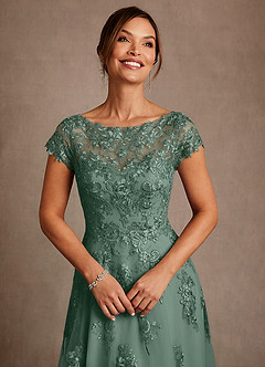 Azazie Jolanda Klänningar till brudens mor Klä A-Line i Spets Eukalyptus image5