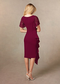 Azazie Eloise Mother of the Bride Dresses Burgundy Sheath Pleated Stretch Crepe Dress image2