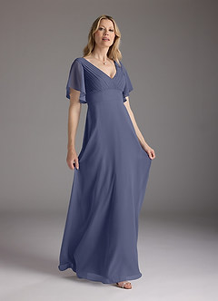 Azazie Alessa Mother of the Bride Dresses Stormy A-Line V-Neck Pleated Chiffon Dress image4