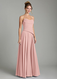Azazie Gabriela Bridesmaid Dresses Powder Pink A-Line Corset Chiffon Dress image5
