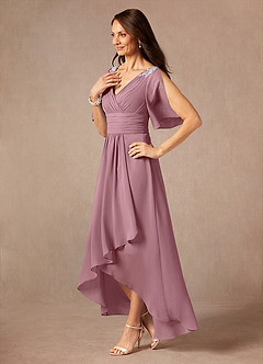 Azazie Pascual Mother of the Bride Dresses Vintage Mauve A-Line Pleated Chiffon Dress image3