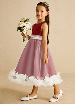 Azazie Stardust Flower Girl Dresses Rust A-Line Sleeveless Organza Dress image3