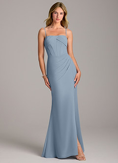 Azazie Chantel Bridesmaid Dresses Dusty Blue Sheath Strapless Chiffon Convertible Dress image4