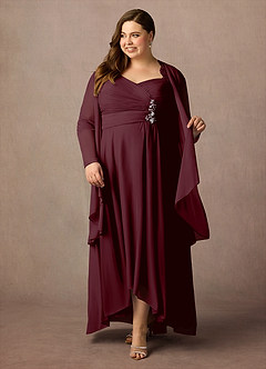 Azazie Anne Mother of the Bride Dresses Cabernet Sheath Sweetheart Sequins Lace Dress image10