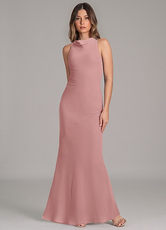 Azazie Allettie Jurken voor bruidsmeisjes Jurk van Chiffon met Zeemeermin Stoffige Roos image4