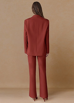 front Marina Terracotta Pantalon droit en tissu raffiné