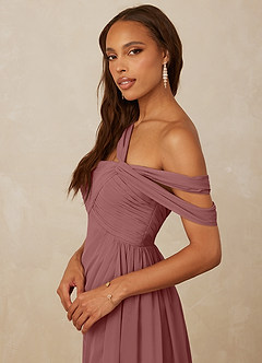 Christian Siriano Bridal for Azazie 1014 Bridesmaid Dresses Desert Rose A-Line Off the Shoulder Chiffon Dress image2