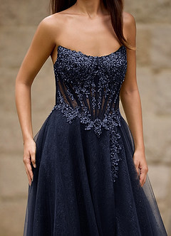 Brilliance Navy Glitter Prom Dress image5