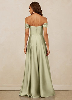 Christian Siriano Bridal for Azazie 1002 Bridesmaid Dresses Pistachio A-Line Off the Shoulder Stretch Satin Convertible Dress image6
