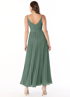 Azazie Raychelle Brautjungfernkleider A-Linie V-Hals Chiffon Kleid Eukalyptus image2