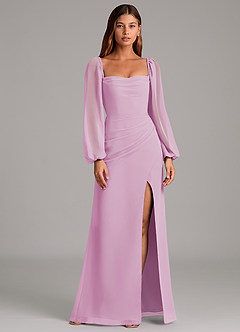 Azazie Brixley Abiti da Damigella Abito Sirena in Chiffon Manica Lunga Rosa Confetto image1