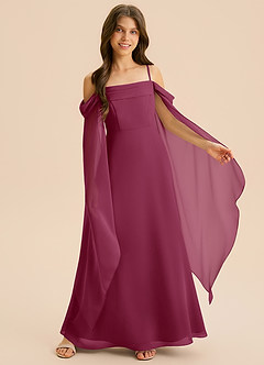 Azazie Moana Junior Linia A Pofałdowany Szyfon Długość podłogi Młodsza druhna Sukienka image6