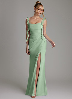 Azazie Jessamine 신부 들러리 드레스 인어 코르셋 쉬폰 바닥 길이 드레스 image4