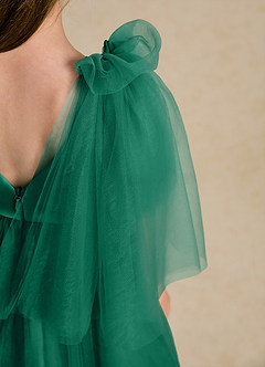 Azazie Duchess Blumenmädchenkleider A-Linie mit ärmel Tüll Kleid Smaragd image8