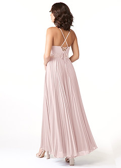 Azazie Devyn Bridesmaid Dresses Blushing Pink A-Line Corset Chiffon Dress image4