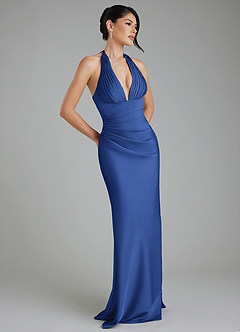 Azazie Torrance Bridesmaid Dresses Royal Blue Mermaid Corset Stretch Satin Dress image1