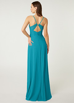 Azazie Minie Final Sale Jade A-Line Bow Chiffon Dress image2