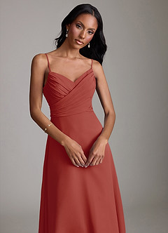 Azazie Kali Bridesmaid Dresses Terracotta A-Line Pleated Chiffon Dress image5