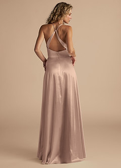 Azazie Davis Brautjungfernkleider A-Linie Plissee Metallischer Satin Kleid Taupe image3