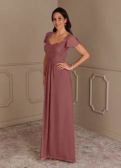 Azazie Gwenyth Kleider für die Brautmutter A-Linie Spitze Chiffon Kleid Wüstenrose image4