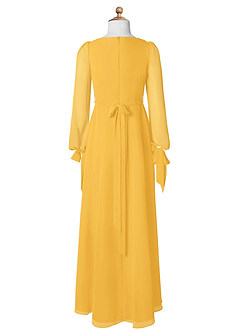 Azazie Leonia Junior Marigold A-Line with Pockets Chiffon Dress image8