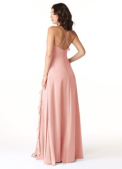 Azazie Tarni Brautjungfernkleider A-Linie Chiffon Kleid Rosettenrosa image2