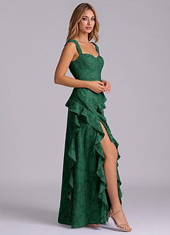 Azazie Sloane Bridesmaid Dresses Dark Green A-Line Sweetheart Neckline Floral Burnout Dress image5
