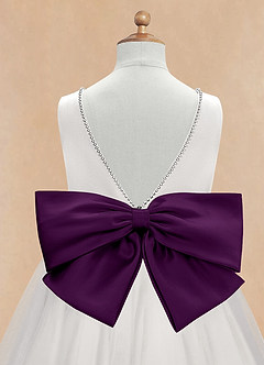 Azazie Seline Flower Girl Dresses Ivory Grape A-Line Bow Tulle Dress image9