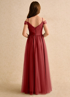 Azazie Yuna Girls Formal Sukienki dla dziewczynek sypiących kwiaty Linia A Zza ramienia Tiul Długość podłogi Sukienka image2