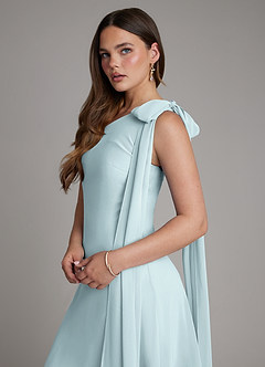 Azazie Monique Brautjungfernkleider A-Linie One-Shoulder Chiffon Kleid Nebel image5
