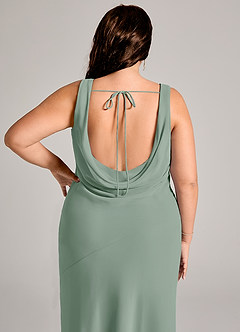 Azazie Rylina Bridesmaid Dresses Silver Sage Mermaid Pleated Chiffon Dress image12