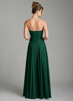 Azazie Gabriela Bridesmaid Dresses Emerald A-Line Corset Chiffon Dress image8