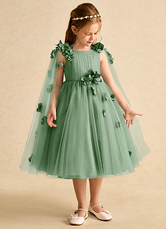 Azazie Staria Flower Girl Dresses Matcha Ball-Gown Ruched Tulle Dress image7