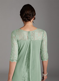 Azazie Flo Mother of the Bride Dresses Agave A-Line Lace Chiffon Dress image13