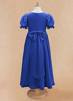 Azazie Joss Flower Girl Dresses Royal Blue A-Line with Sleeves Chiffon Dress image6