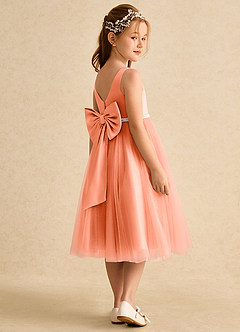 Azazie Firefly Flower Girl Dresses Sunset A-Line Bow Matte Satin Dress image3