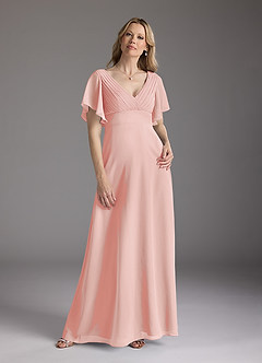 Azazie Alessa Mother of the Bride Dresses Rosette A-Line V-Neck Pleated Chiffon Dress image3