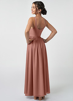 Azazie Keyla Junior A-Linie Plissee Chiffon Kleid Zedernrose image4