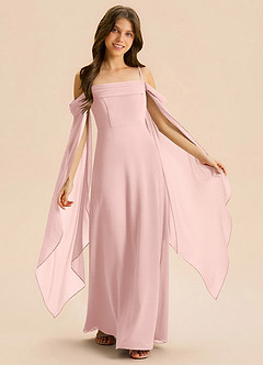 Azazie Moana Junior Powder Pink A-Line Pleated Chiffon Dress image2