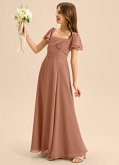 Azazie Azey Junior Bronzer A-Line Ruched Chiffon Dress image7