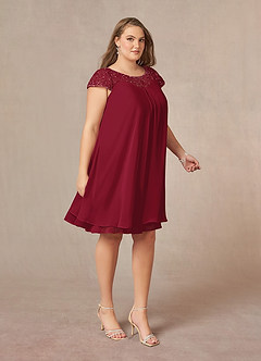 Azazie Tess Mother of the Bride Dresses Burgundy Empire Sequins Chiffon Dress image10