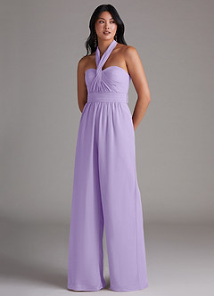 Azazie Lamara Bridesmaid Dresses Lilac Off the Shoulder Chiffon Convertible Jumpsuit image8