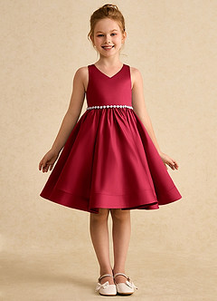 Azazie Julietta Flower Girl Dresses Scarlet Ball-Gown Convertible Tulle Dress image9