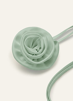 front Matching Color Satin Rose Hair Tie