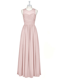 Azazie Nina Abiti da Damigella Abito A-Line in Chiffon Plissettato Rosa Rossore image6
