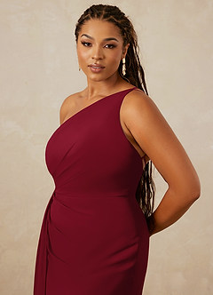 Christian Siriano Bridal for Azazie 1003 Bridesmaid Dresses Burgundy Sheath One Shoulder Chiffon Dress image13