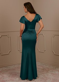 Azazie Roya vestidos de madre de la novia Vestido de Pino de Satén Elástico de Sirena con Cuello en V Plisado image4